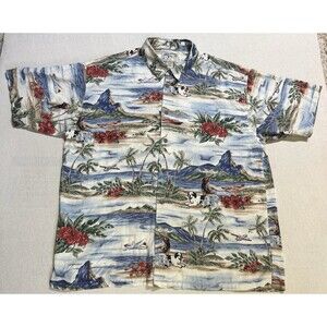 Vintage Big Dogs Men's Hawaiian Shirt Size XL Dog Beach Vacation Relax Hawaii
